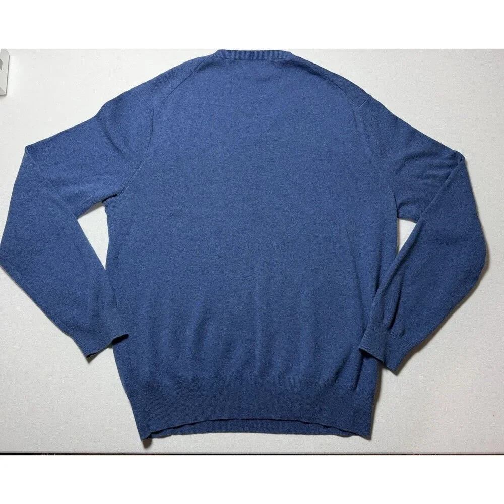 Polo Ralph Lauren Sweater Men's Blue 100% Pima Cotton V Neck Pullover Size M